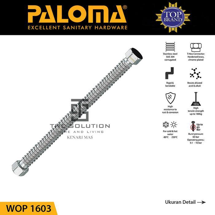 Selang Air Paloma Wop 1603 Fleksible Water Heater Air Panas Kamar Mandi 30Cm Stainless Sus 304