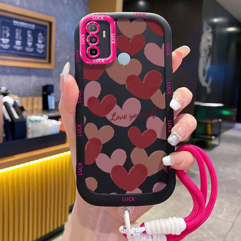 Casing Hp untuk OPPO A53 2020 A33 2020 A53s A32 A11s Case Casing HP Softcase silikon Kasing lanyard 