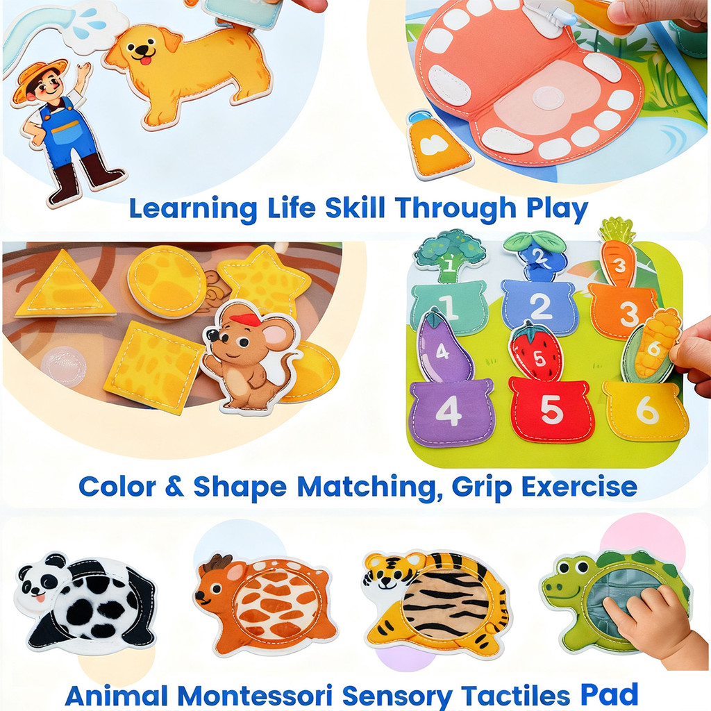 Montessori Toy Busy Board Giraffe Busy Book Preschool Learning Educational Quiet Book Sensory Travel