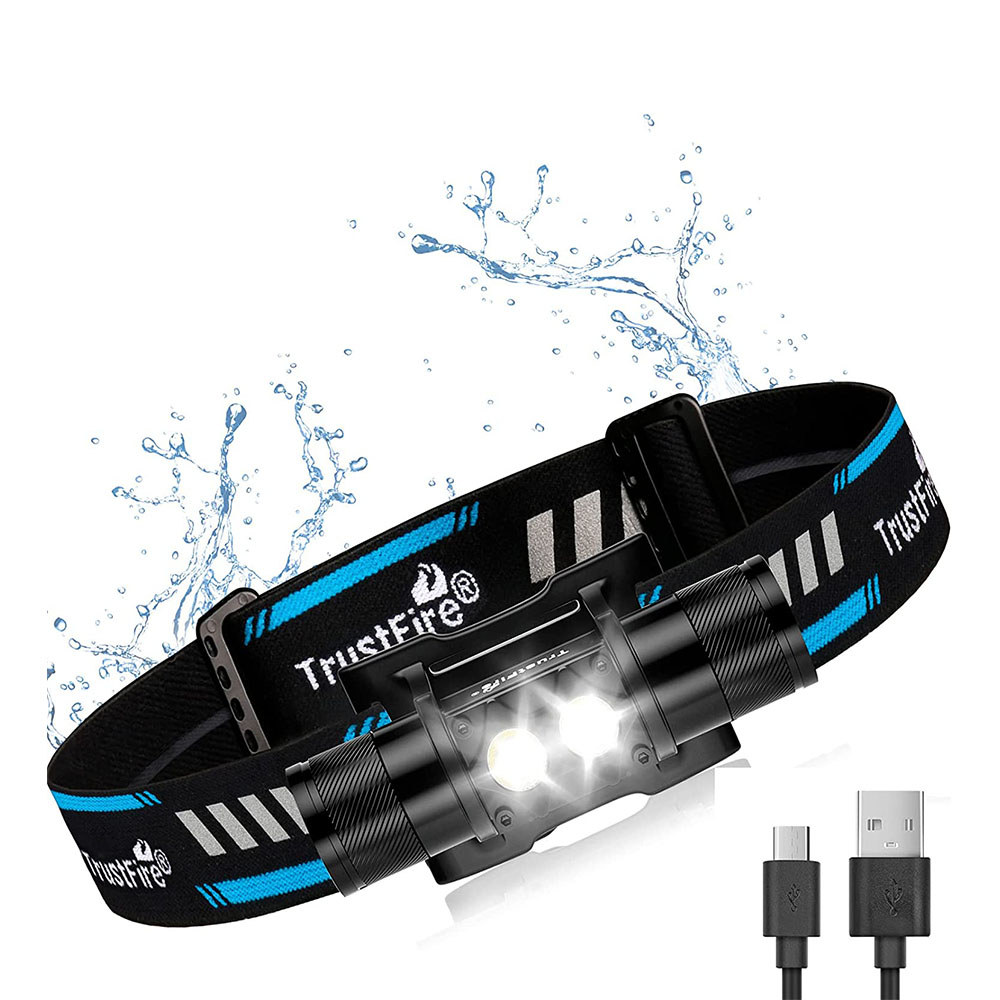 Trustfire H5R Led Headlamp 18650 battery USB Rechargeable Headlight 600lm Dual Head Flashlights