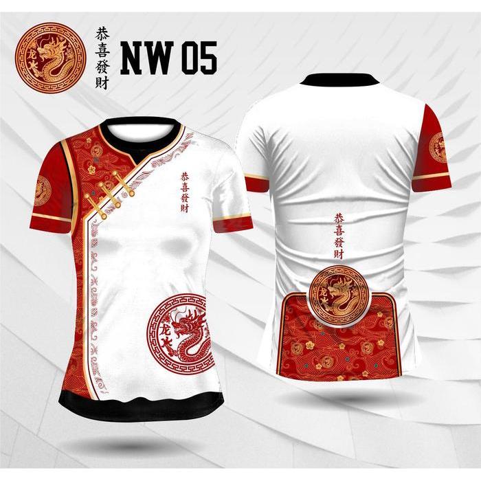 cheongsam wanita shio Kaos cheongsam wanita motif shio naga bahan jersey dryfit nyaman untuk perayaa