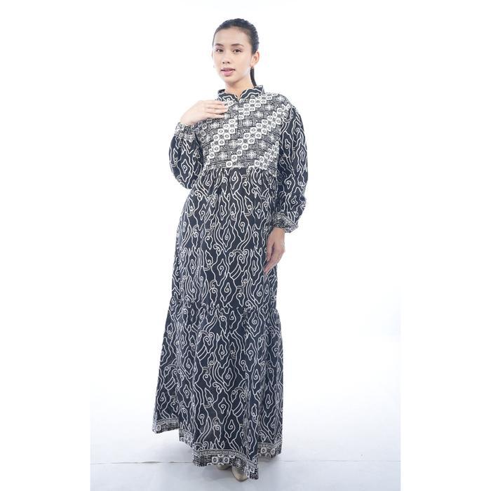 Batik Trusmi Dress Batik Wanita Gamis Batik Motif Mega Mendung Kombinasi Liris Mm Hp Baju Busui