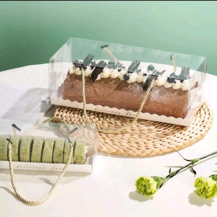 10Pcs Box Mika Tali Mika Bolu Gulung Roll Cake Box Mika Panjang