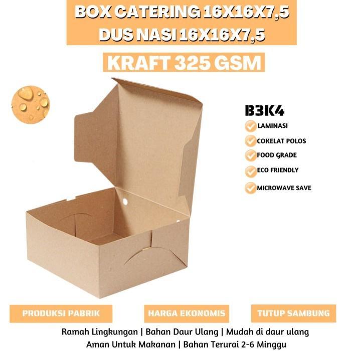 (30 Pcs) Dus Nasi Kotak Katering 16X16 / Box Nasi 16X16 Laminasi / Dus Catering 16X16 / Box Catering