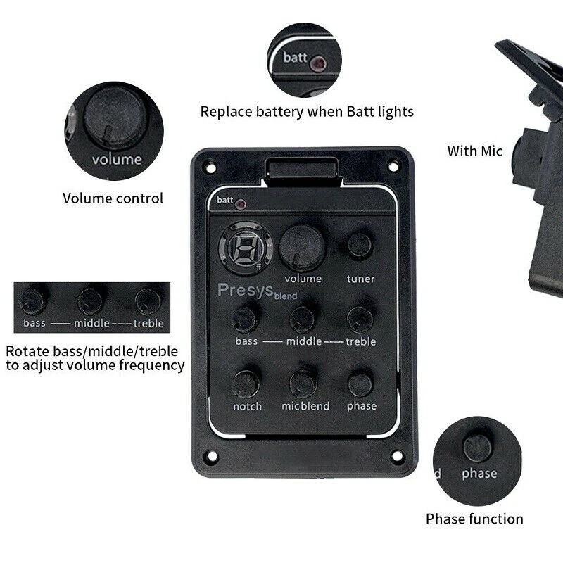 Presys Blend 301 Onboard Preamp Pickups EQ Tuner With Mic for Acoustic Guitar