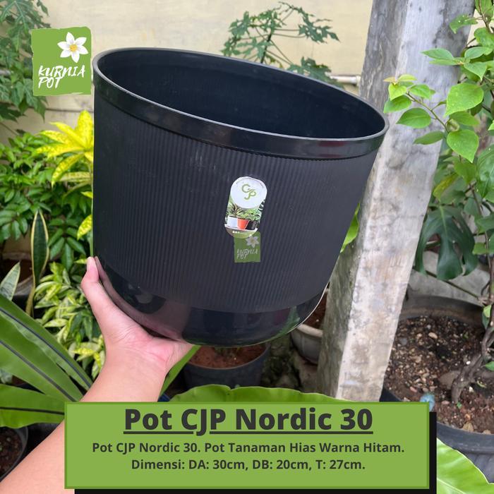Moonieshopline Pot Bunga Cjp Nordic 30 Hitam Putih Cokelat Bata Media Tanaman Buah 30Cm