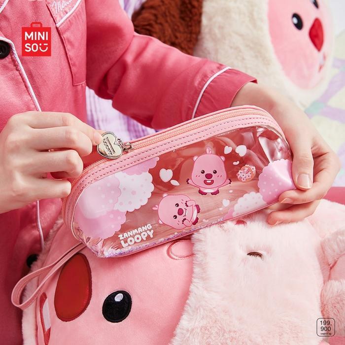 Miniso X Zanmang Loopy Collection Tas Kosmetik Dengan Pegangan Desain Transparan Cosmetic Bag Tas
