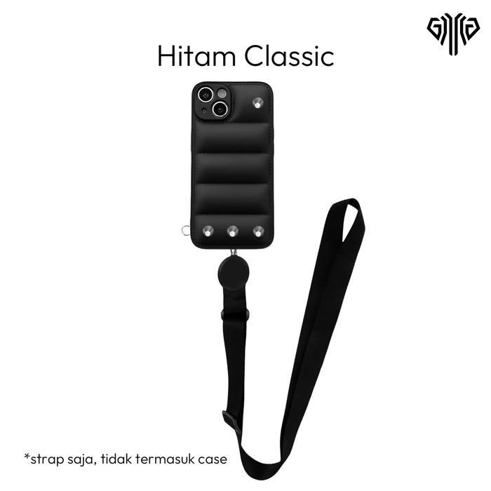 Tali Gantungan Leher Handphone Tebal Warna Hitam, Panjang Dapat Diatur, Model Kalung HP