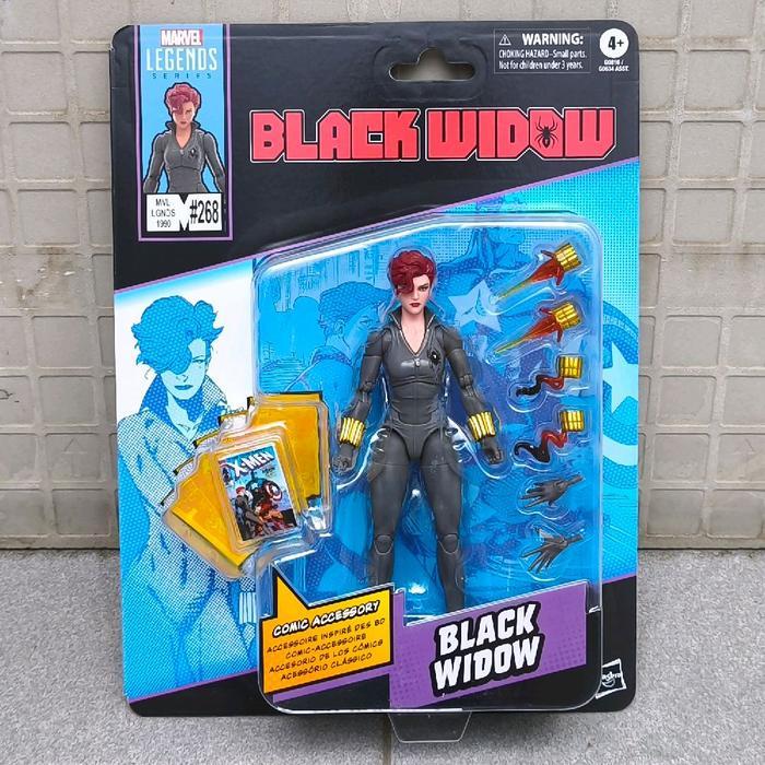 HASBRO MARVEL LEGENDS BLACK WIDOW GREY SUIT COSTUME RETRO COMIC VINTAGE CARD
