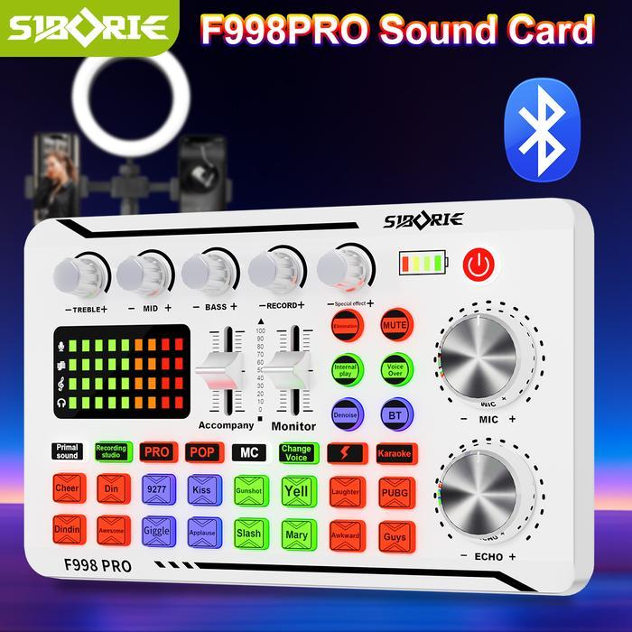 Siborie S9/F998Pro Soundcard Mixer Bluetooth Live Microphone Karaoke Mixer Live Broadcast External
