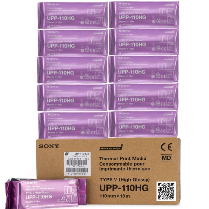 Terlaris Kertas Usg Sony Orisinal Upp-110 Hg 110Mm X 18M High Glossy Paper Orisinil (10 Roll) 1 Box