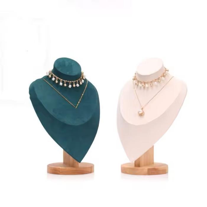 Manekin Perhiasan Stand Display Kalung Manekin Leher Rak Display Tempat Perhiasan Kayu