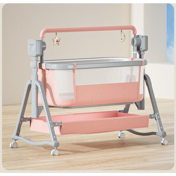 Electric Swing Baby Crib Box Tidur Bayi Ayun Elektrik - Merah Muda