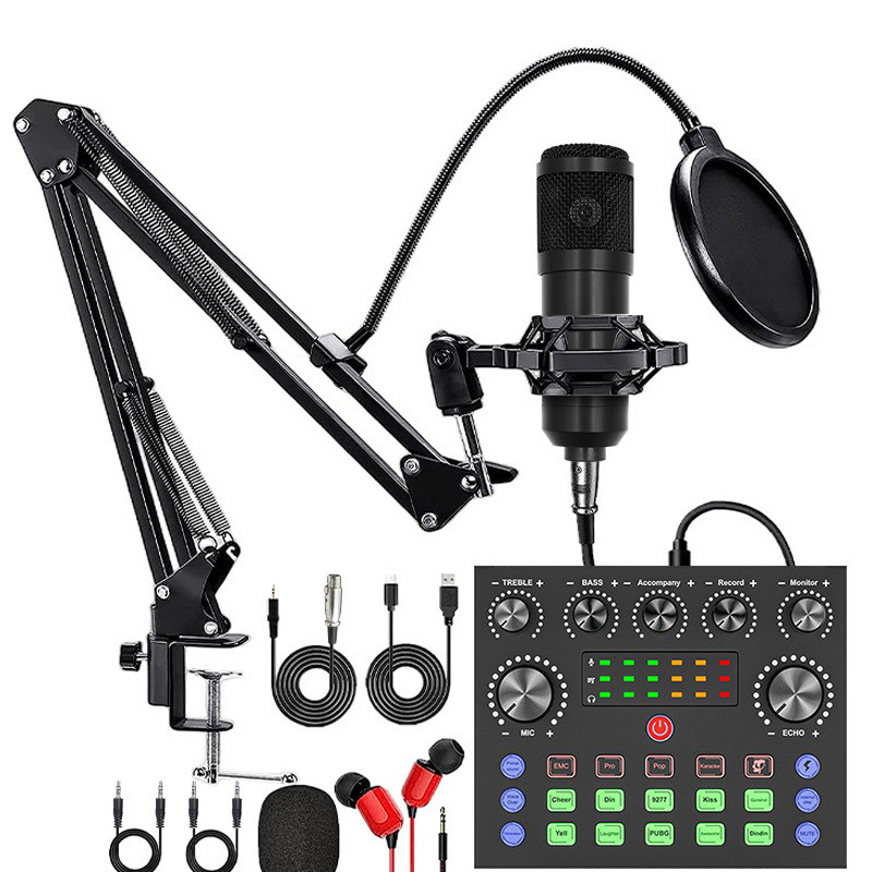 V8S sound card English podcast equipment set BM800 Condenser microphone F998 Karaoke Podcast