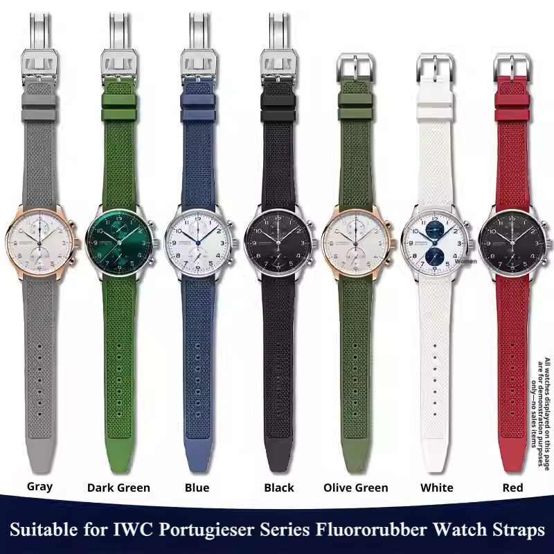 20MM FKM curved end watch strap for IWC Portugieser stainless steel end piece IWC original pin
