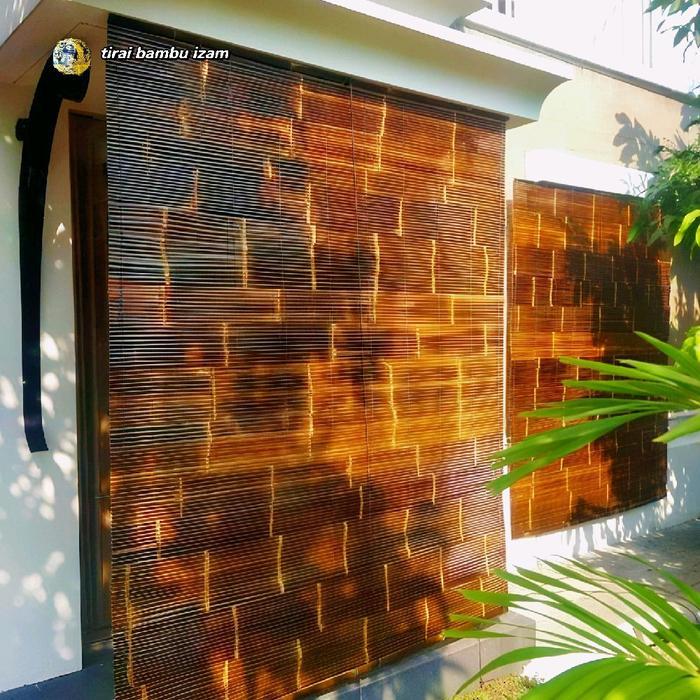 Tirai Bambu Hitam L 2M X P 2M Kerai Tirai Bambu Gulung Outdoor Bambu Wulung Kray Tirai Kerai Kerei