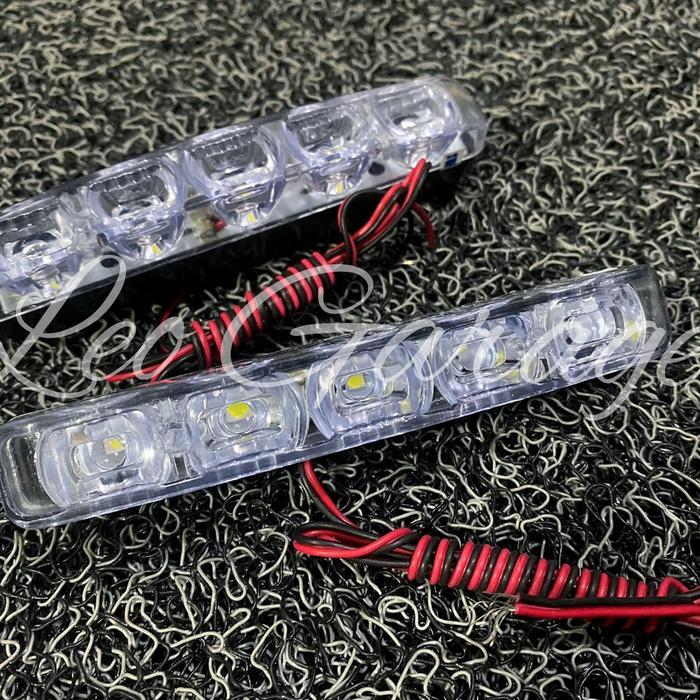 TERBARU LAMPU DRL 5 MATA LED BLANCO WHITE BUMPER GRILL