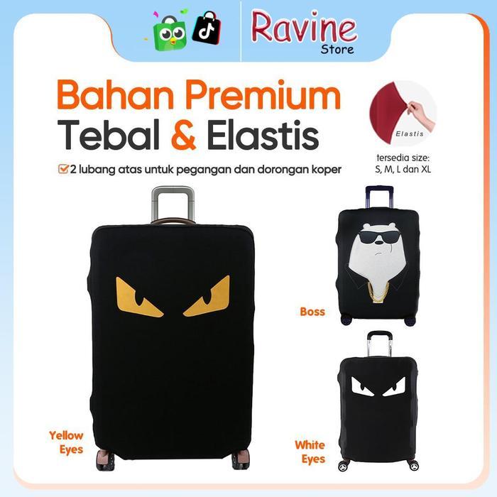Sarung Pelindung Koper Elastic Luggage Cover Motif Mata Keren Bahan Tebal Melindungi Koper