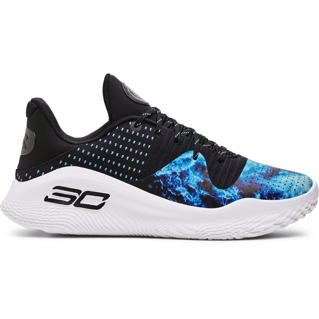 Curry 4 Low FloTro Bruce Lee 'Dark Water' Unisex Basketball Shoes - Black / Sky Blue