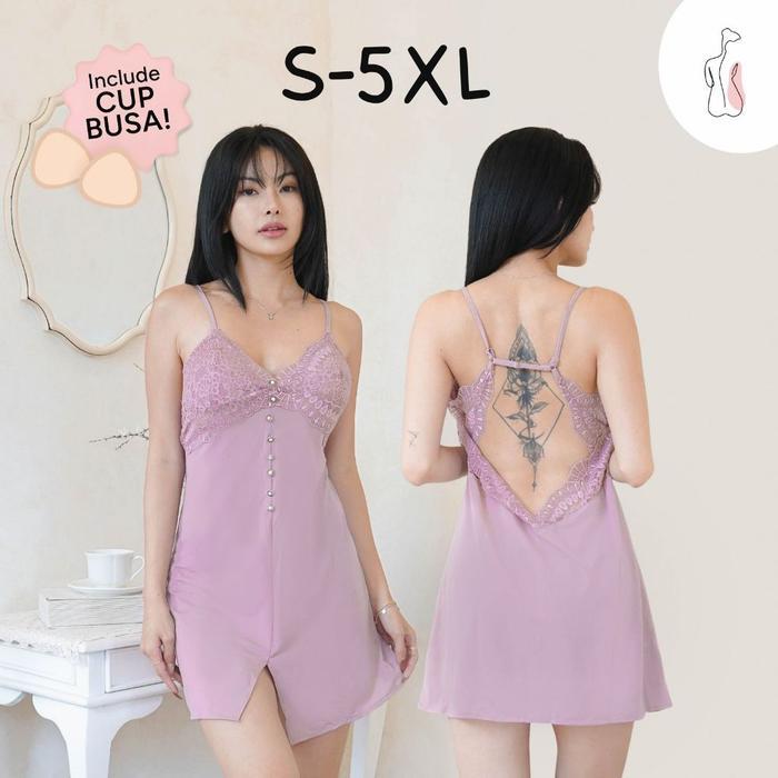 Darlyn Ada Cup Dress Lingerie dengan Cup - Bahan Spandek Sutera - Ukuran S-2XL dan XL-5XL Dress