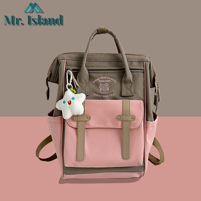 Elizabeth - Mr. Island Warna Macaron Tas Ransel Wanita Ori Korea Tas Sekolah Anak Perempuan