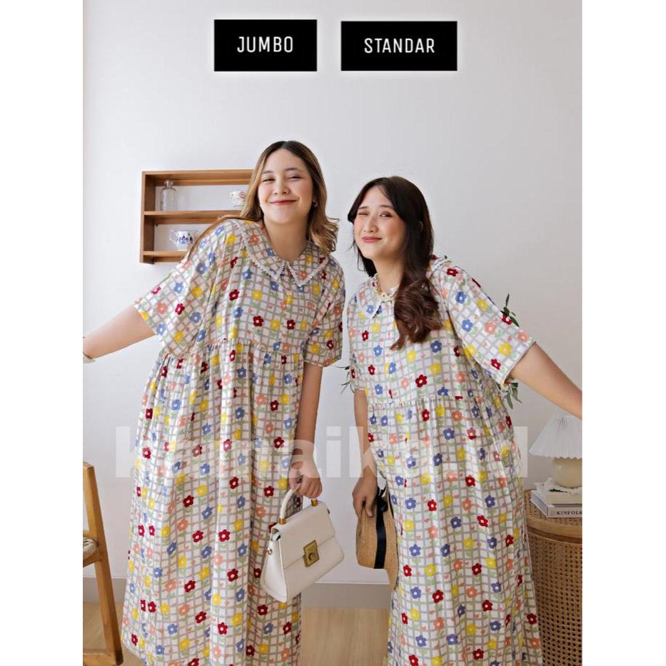 Daster ANDIN LD 115CM STANDAR & LD 130CM JUMBO / Daster KOREA / Daster kerah renda / Dress korea