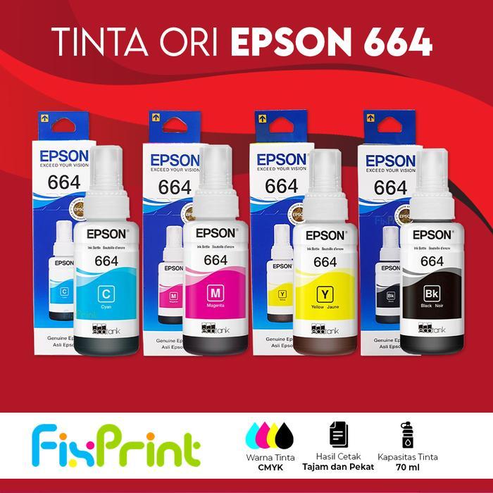 SET CMYK Tinta Original Epson 664 T664 Printer L110 L120 L121 L360