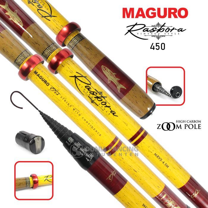 Joran Maguro Rasbora Carbon Zoom Pole 360 / 450 / 540 / 630 Joran Tegek Karbon Premium Ringan & Kuat