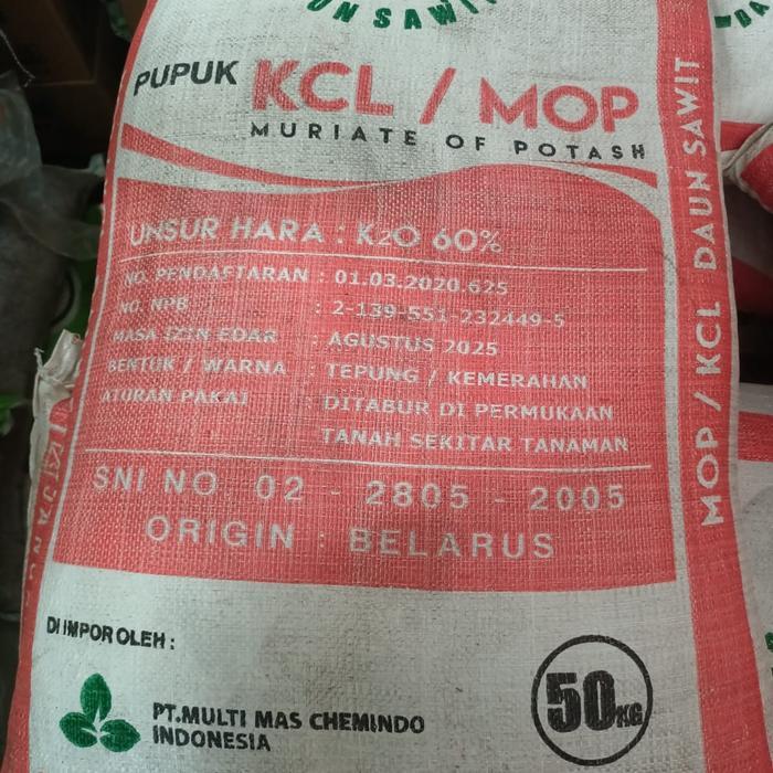 PUPUK MOP.KCL DAUN SAWIT 50KG ORIGINAL PABRIK