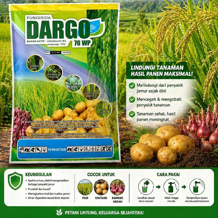 ` DARGO 76 WP Fungisida 200 gram - Bahan Aktif simoksanil 6% & Propinep 70% untuk Perlindungan