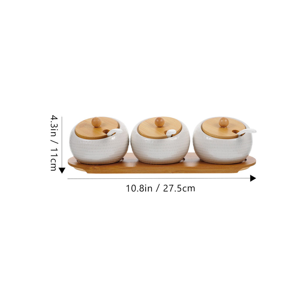 1Set Ceramic Seasoning Storage Jars Set No Odour Safe for Salt Pepper Spices Kitchen Condiment Pots