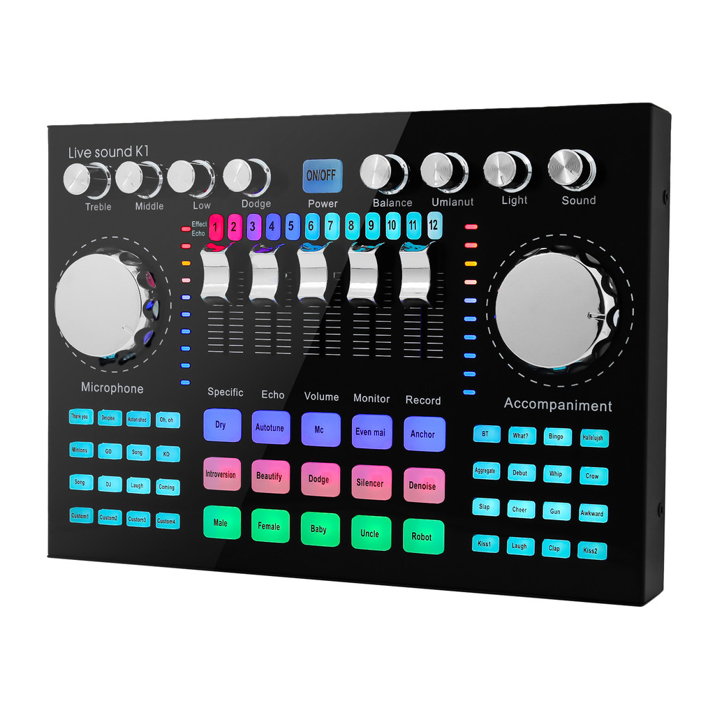 k1 Soundcard live Sound Card Portable Bluetooth-compatible Sound Card Profession Adjustable Volume