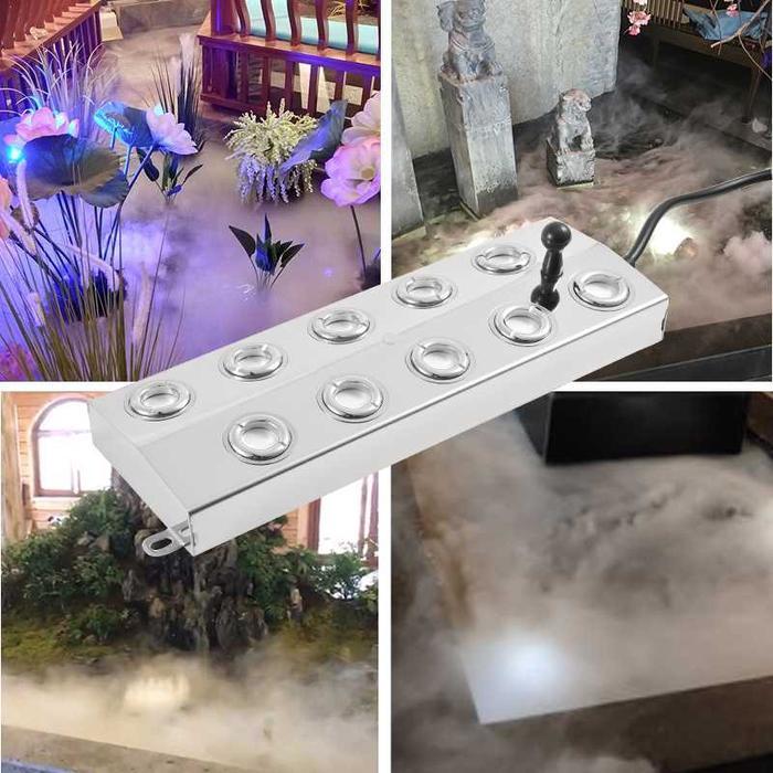 Mist Maker 10 Mata Ultrasonic Mesin Pembuat Kabut Embun Humifider Smoke Fog Machine 350 W