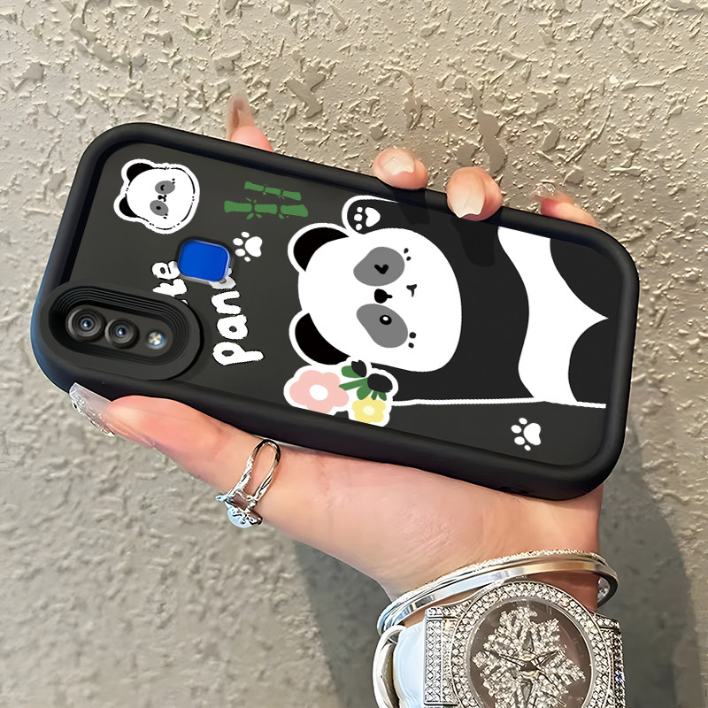 Casing Hp VIVO Y95 Y93 Y93s Y91 Y91i Case Panda hitam putih yang lucu Kasing silikon Cesing Softcase