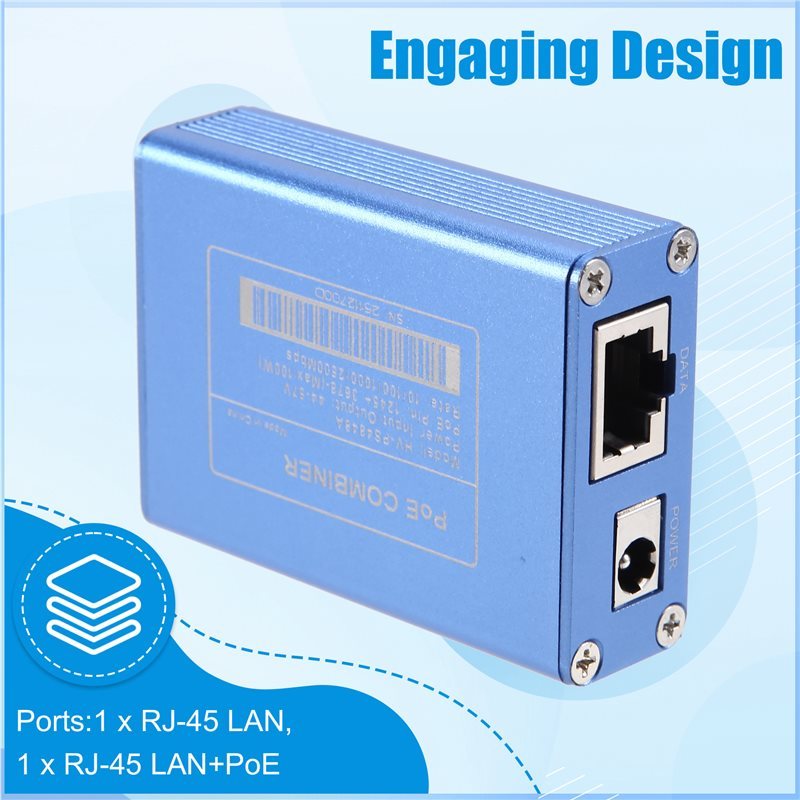 New Arrival 2.5Gigabit Poe Combiner 12-60VDC Injector Splitter For IP Cameras Voip Phones 2500Mbps