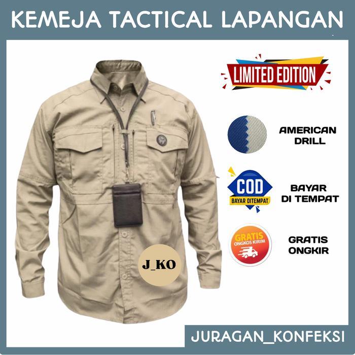 Kemeja Tactical V-Tac Lapangan Pdl Lengan Panjang Baju Tactical Pdl American Drill Dengan Saku