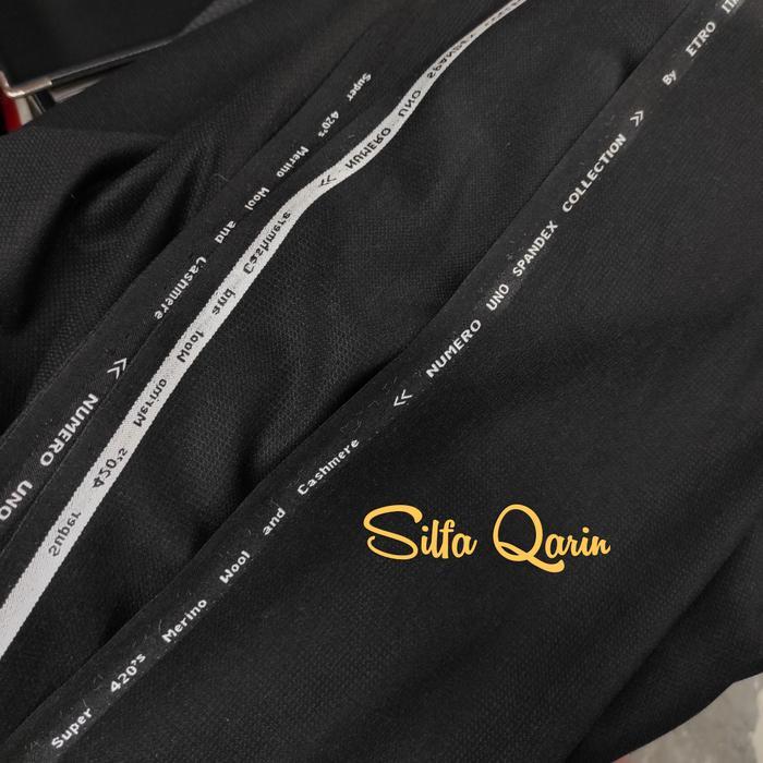 Kain Celana Semi Wool Stretch Best Quantity / Bahan Jas Semi Wool - No.1 Hitam