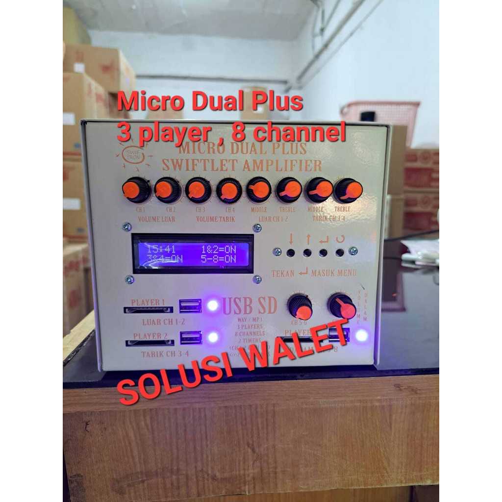 Ampli Walet Micro Dual Plus Swiftron 3 player 8 channel dengan timer dan charger