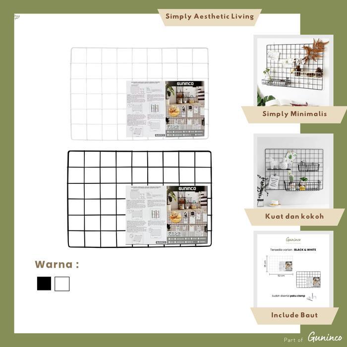 DHL Hijang Hiasan Dinding Putih Grid Wire Mesh 35x52 cm DIY Frame Vintage Rak Penyimpanan Gantungan