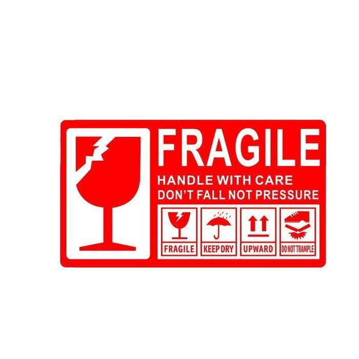 Terlaris Isi 500 Lembar Sticker Fragile Besar Stiker Fragile Lakban Fragile Unboxing Sticker