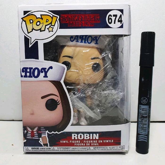 HOT SALE MAINAN ACTION FIGURE FUNKO POP 674 STRANGER THINGS ROBIN AHOY TINGGI SEKITAR 3 INCH