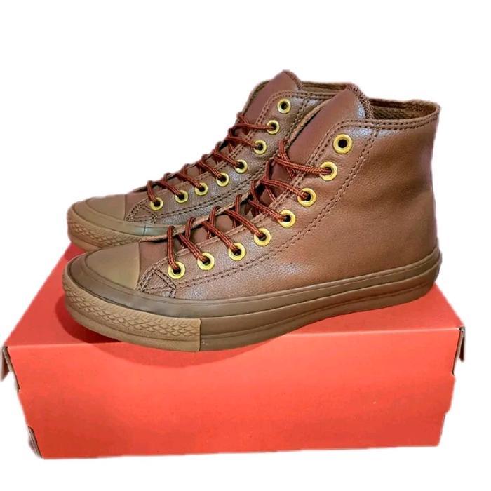 sneakers kulit High Sepatu Sneakers Kulit High Unisex Serbaguna Warna Coklat Ukuran 36 High bisa dip