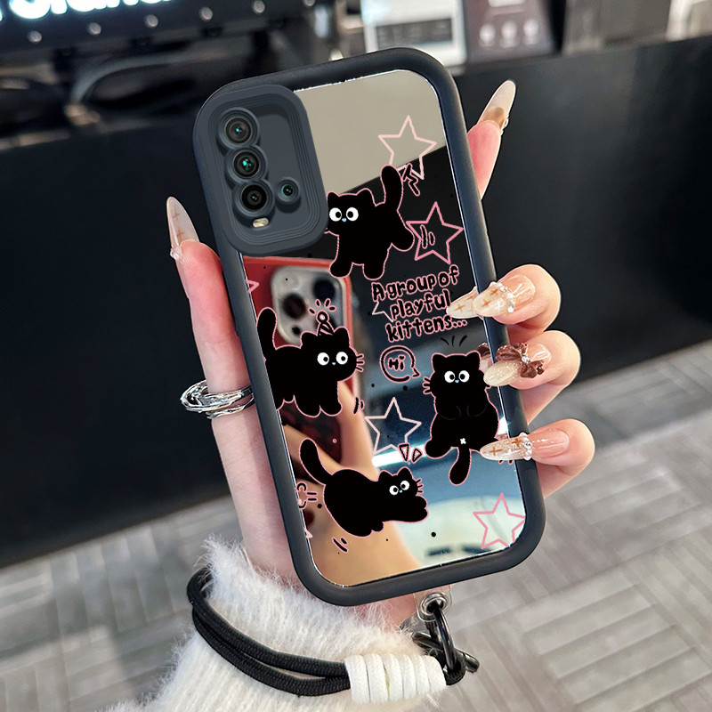 Casing Hp untuk Xiaomi Redmi 9T 9 Power Case Kucing hitam itu lucu silikon tahan Softcase Kasing Pel