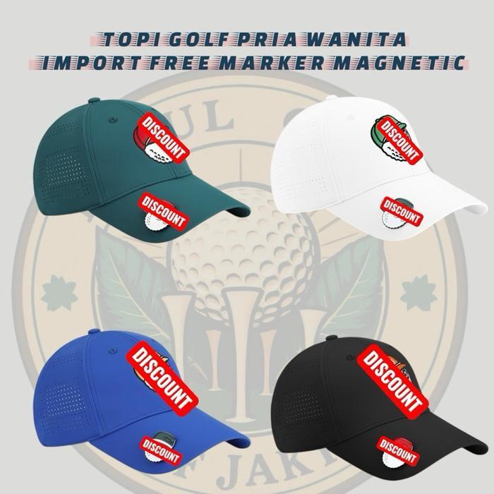 Wilson - Golf Topi Golf Pria Wanita Cap Hat Golf Free Marker Magnetic Outdoor Bahan Impor