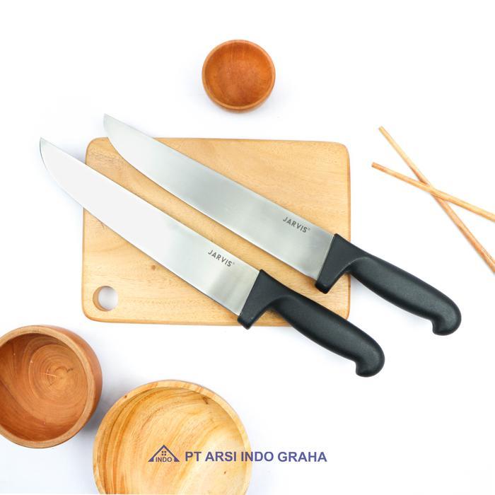 1401010 - JARVIS 20 CM STRAIGHT BUTCHER KNIFE Hitam Stainless