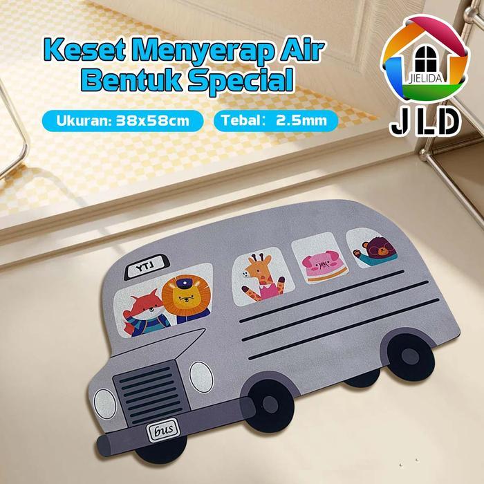 JIELIDA Keset Kamar Mandi Motif Mobil BIS/ Keset Karakter Dan Mobil-Mobil/ Keset kaki kamar mandi
