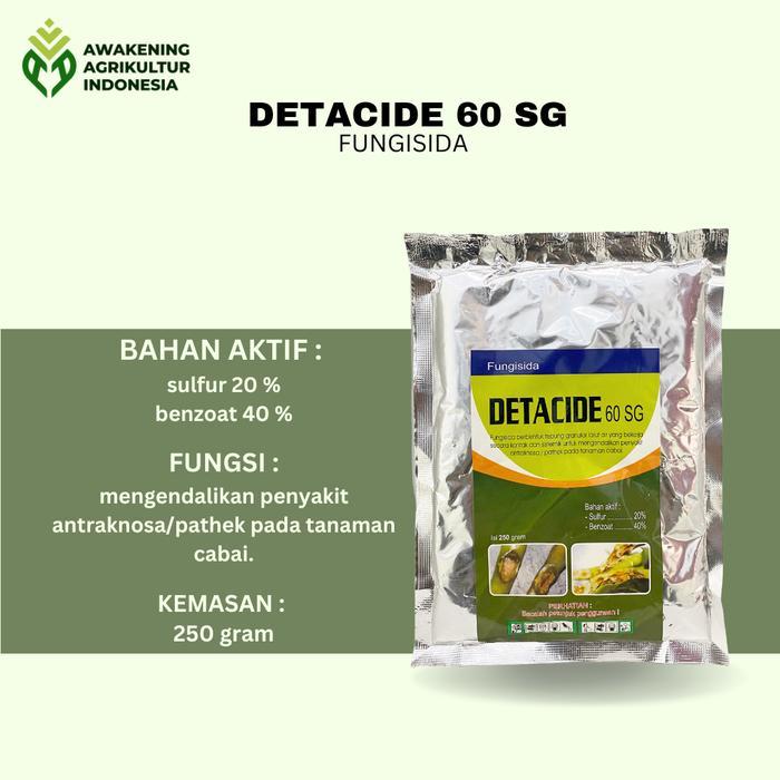 ` DETACIDE 60 SG 250 gram FUNGISIDA spesialis antranoksa / pathek cacar