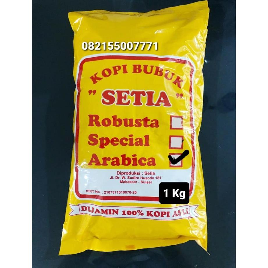 Kopi SETIA Arabica 1kg- BUBUK/BIJI- Khas Makassar
