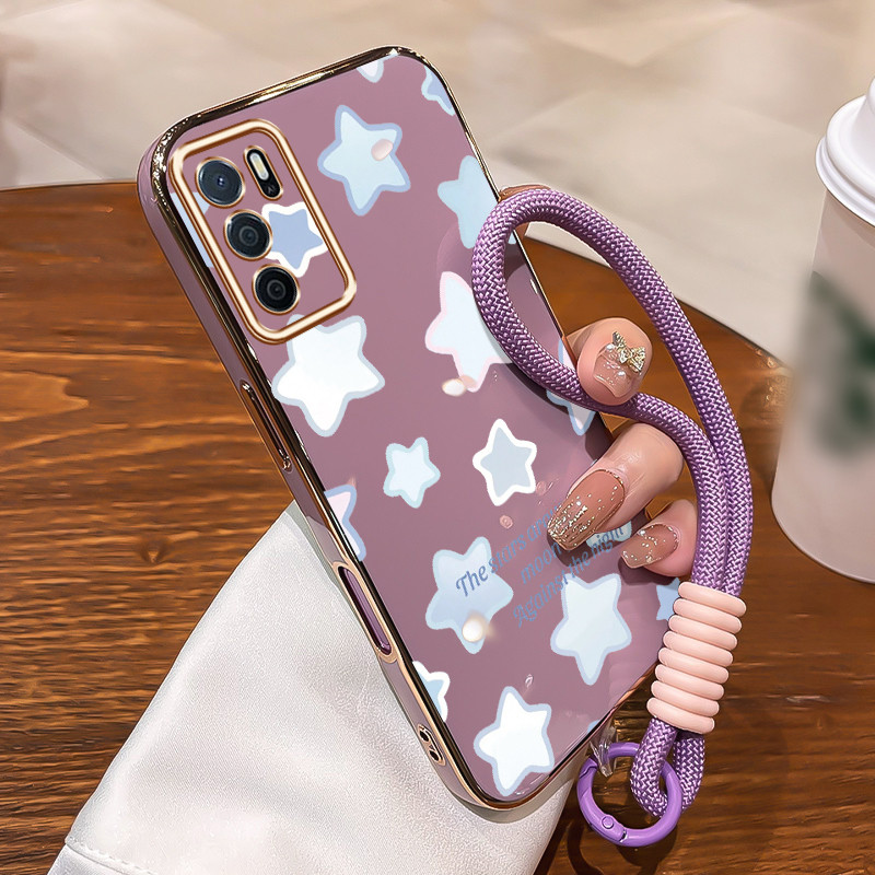 Casing Untuk OPPO A16 A16s A54s Case Casing pola Bintang monokrom Kasing HP Kesing mewah Silikon Sof