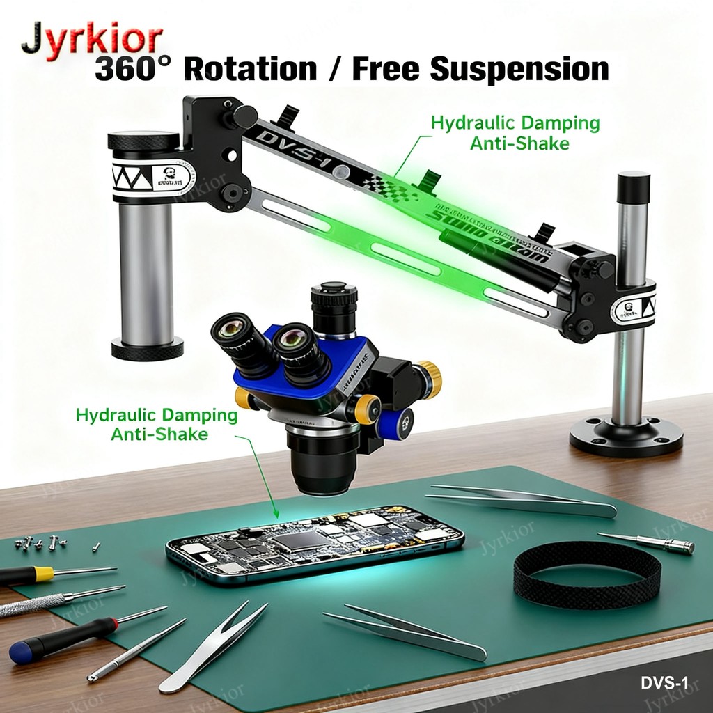 Baru MECHANIC DVS-1 Hydraulic Shock-Absorbing Microscope Swing Arm,Alloy Bracket 6kg Load, 360° Rota